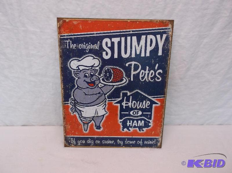 lot 107 image: Stumpy Petes sign measuring 12 12" L x...