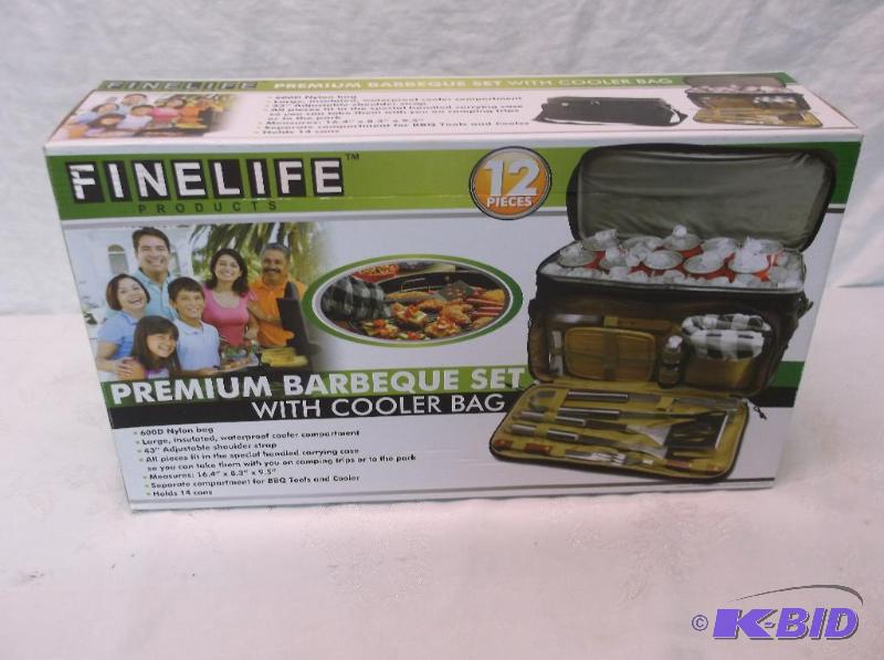 lot 120 image: Premium bbq set with cooler bag appears new i...