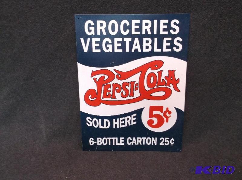 lot 134 image: Collectable Pepsi-Cola sign measuring 12 12&...