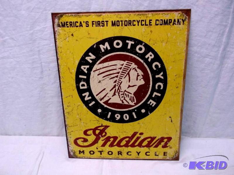 lot 15 image: Collectable Indian Motor Cycle sign measuring...