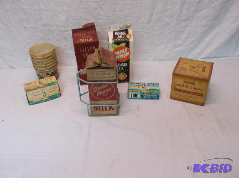 lot 162 image: Large lot of vintage dairy containers make gr...