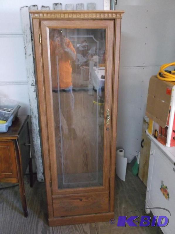 lot 165 image: 6 place gun cabinet with underneath storage m...