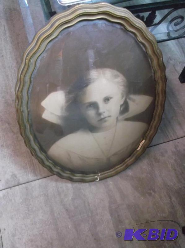 lot 168 image: Vintage bubble glass framed black and white p...