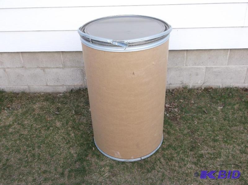 lot 185 image: 55 gal. cardboard food grade barrel with lock...