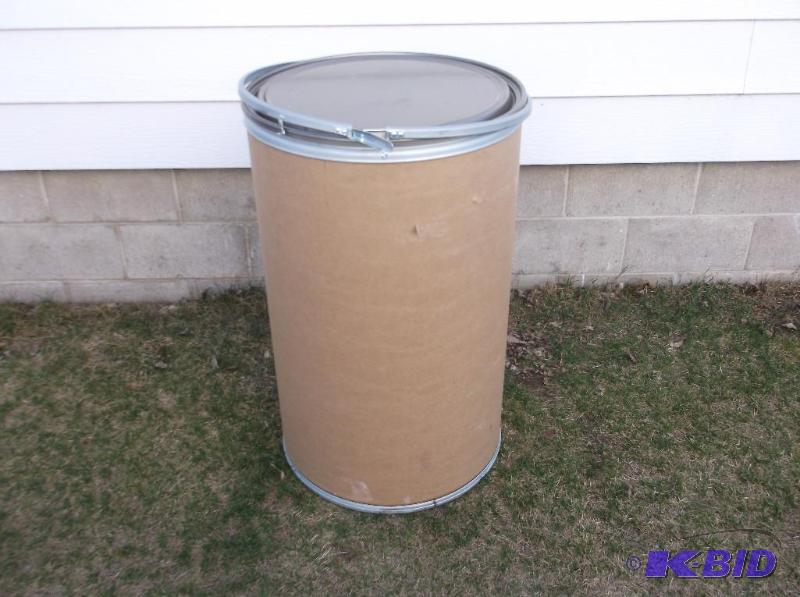 lot 186 image: 55 gal. cardboard food grade barrel with lock...