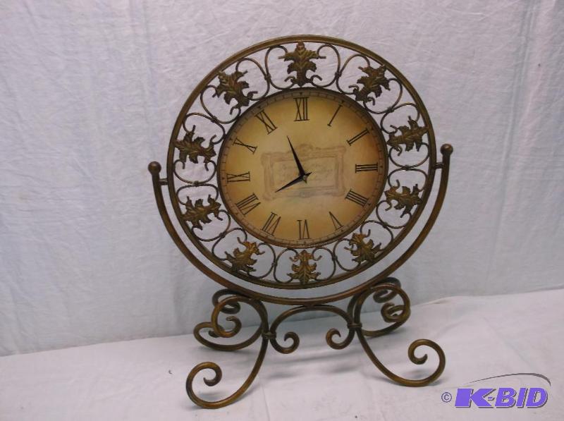 lot 25 image: Beautiful Large Rod Iron decorative clock ret...