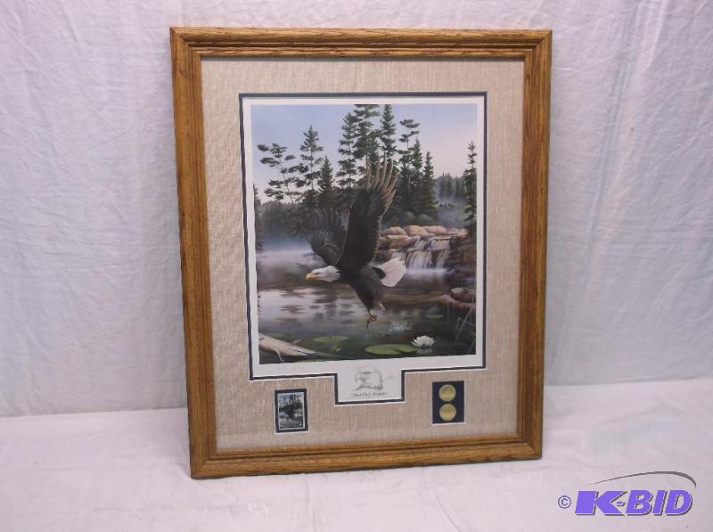 lot 5 image: Beautiful double matted solid oak framed ...
