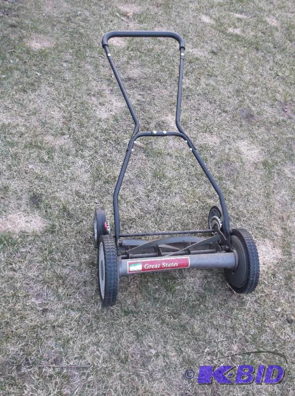 lot 65 image: Great States motor less push mower appears in...