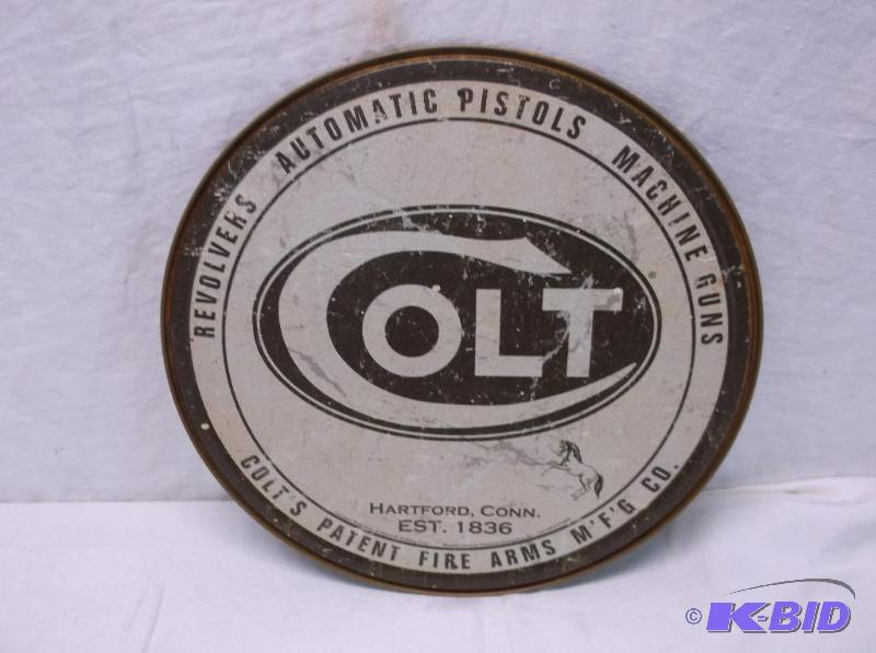 lot 7 image: Collectable Colt sign measuring 11 34" ...