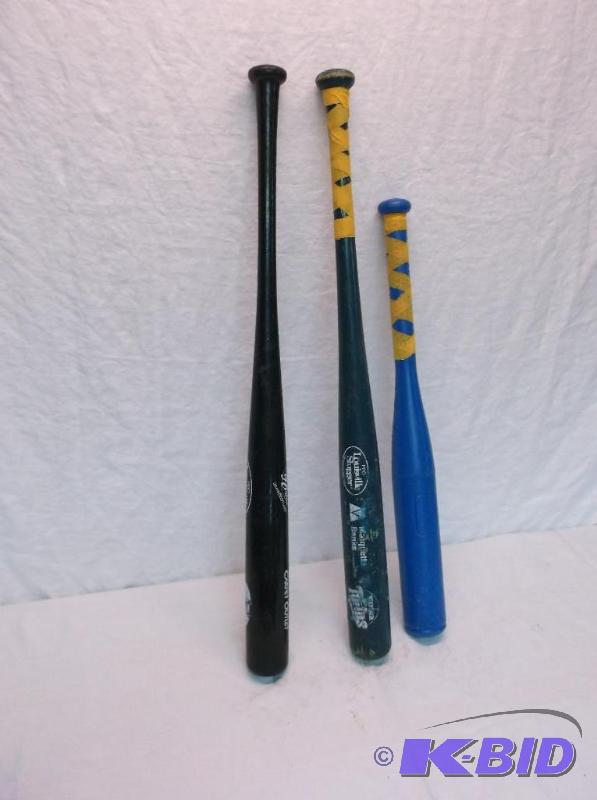 lot 79 image: Nice lot with 3 baseball bats 2 are wood and ...