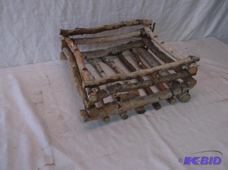 lot 89 image: Decorative birch log basket measuring 16 x 1...