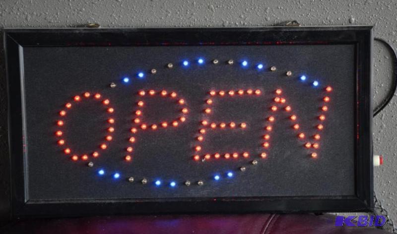 lot 24 image: Open sign with moving lights  19x10"...