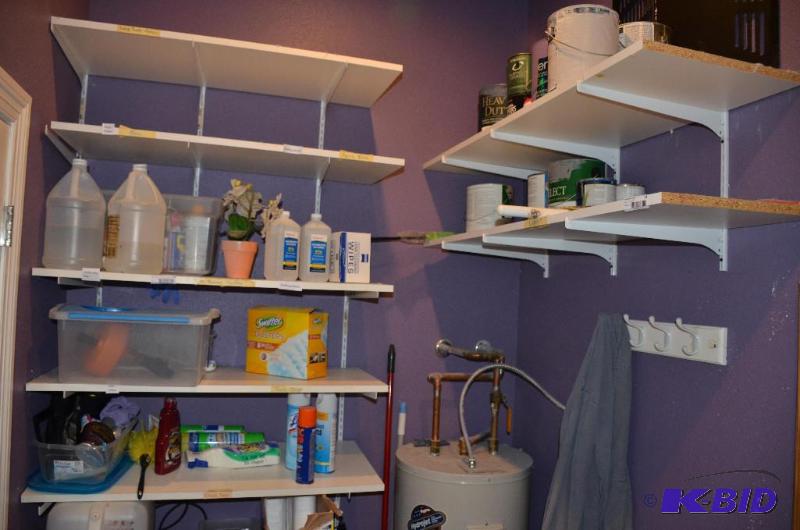 lot 73 image: Wood shelves and metal brackets, shelves 18 i...