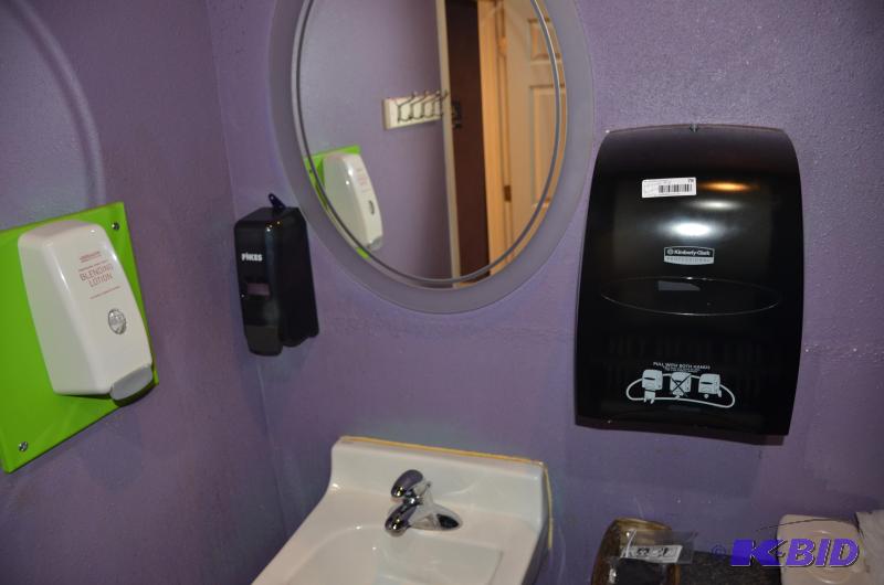 lot 78 image: Kimberly Clark towel dispenser, Fikes soap di...
