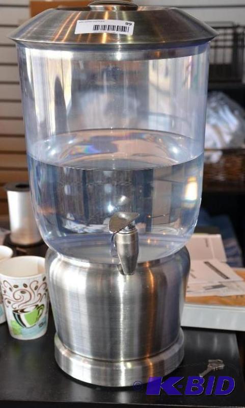 lot 99 image: Water dispenser with spigot on metal base 24&...