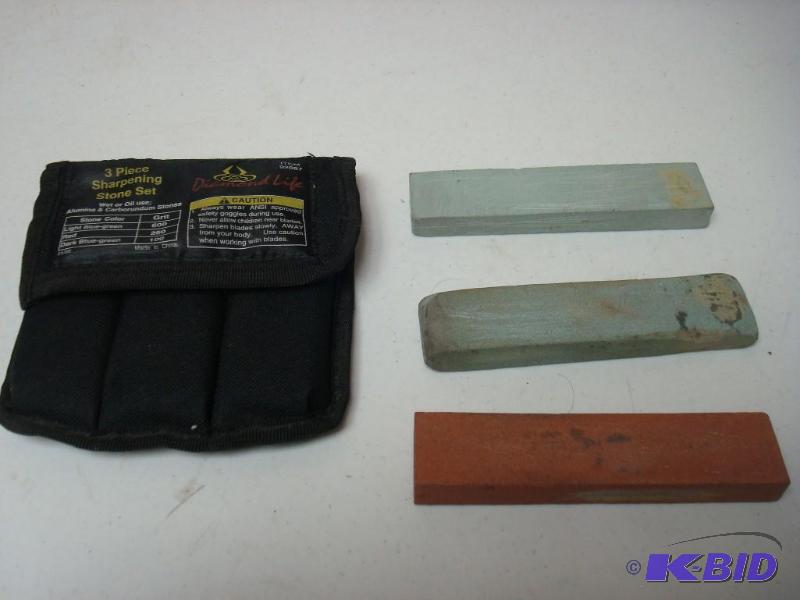 lot 109 image: 3 Piece Sharpening Stone Set...