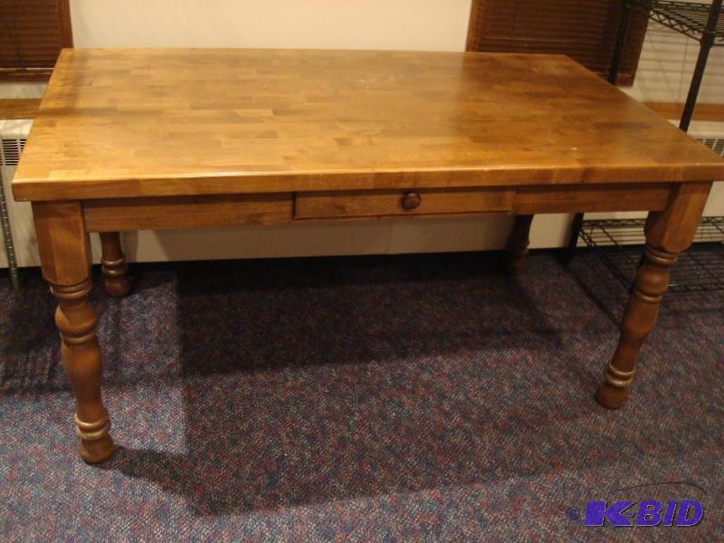 lot 11 image: Large Solid Wood Table, Has Some Marks On It...