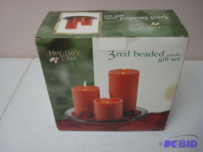 lot 144 image: 3 Red Candle Set...
