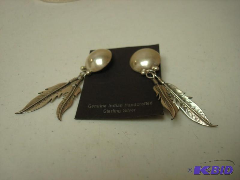 lot 151 image: Pair Of Sterling Silver Feather Earrings...
