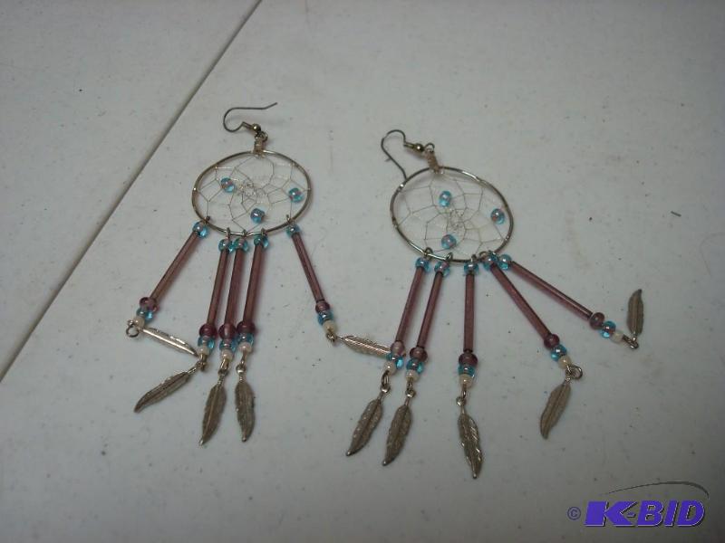 lot 162 image: Pair Of Dream Catcher Earrings...
