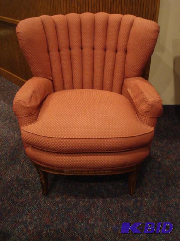 lot 17 image: Vintage Cushioned Chair, Shows Wear...