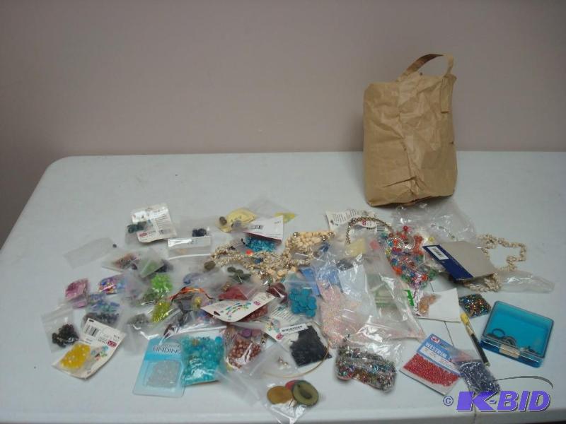 lot 187 image: Bag Filled With Necklace Making Crafting Bead...