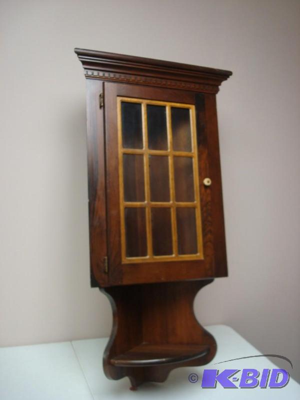 lot 22 image: Solid Wood Mounted Corner Shelf, Missing Shel...