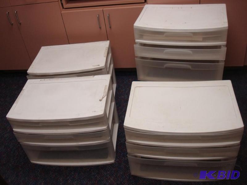 lot 49 image: Four Plastic Storage Drawers, Used, Some Mark...