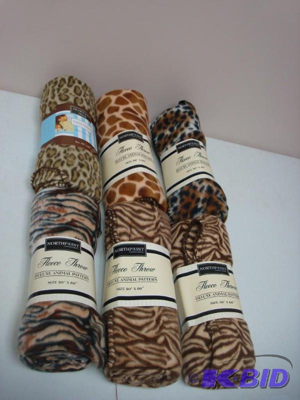 lot 76 image: Lot Of New Animal Pattern Fleece Throw...