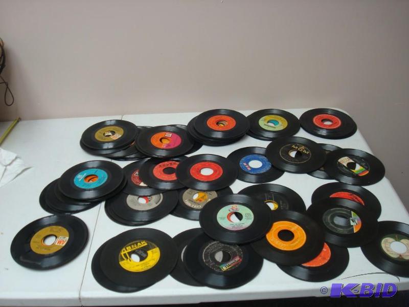 lot 93 image: Lot Of 60 45 Records Vinyl LP, Some Beatles,...