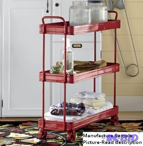 Rustic Red Trolley Shelf - With three sturdy ...