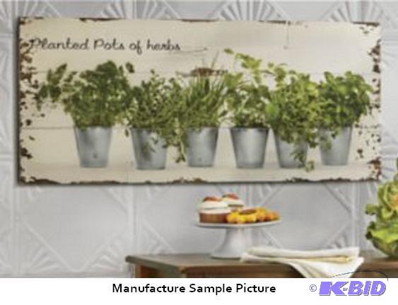 Herb Garden Print - Solid wood distressed, w...