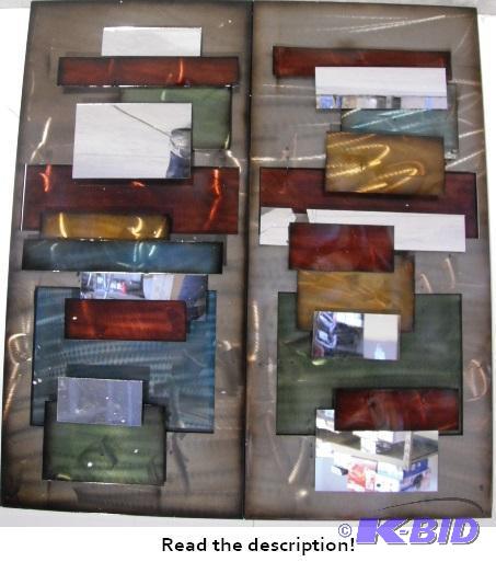 Set of Two Abstract Wall Art Panels - Colorfu...