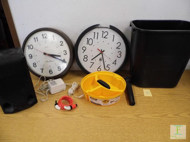 Clocks, Organizer, Garbage Can