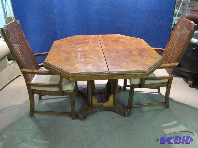 Asian Style Traditional Dining Table w 2 Arm Chairs