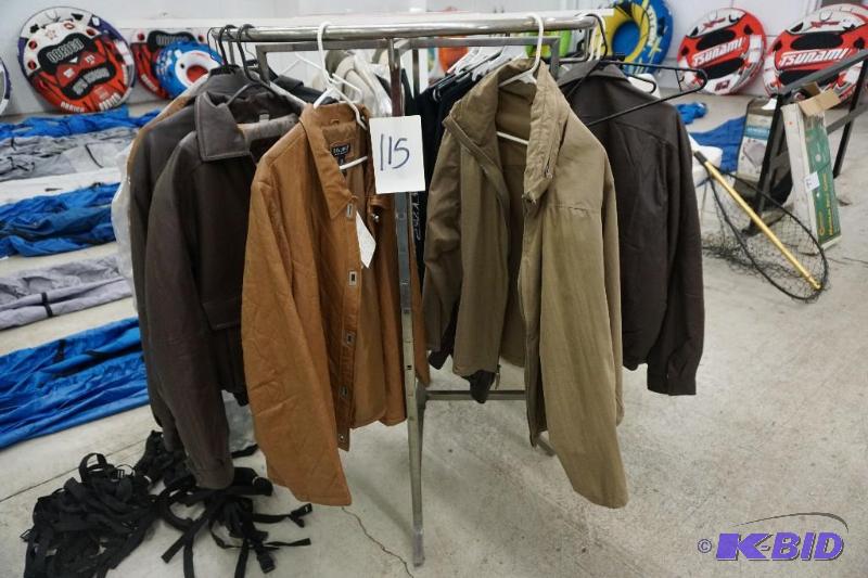 lot 115 image: 1 Lot of Assorted Leather Jackets and Sweatsh...