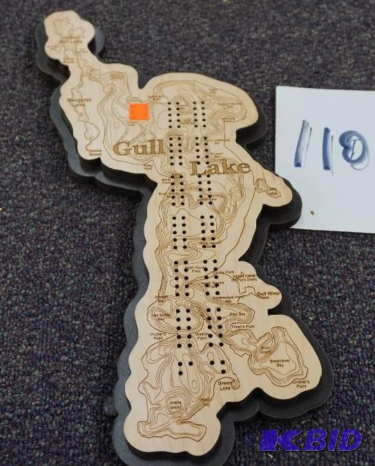lot 110 image: Brainerd Lakes Area Gull Lake Shaped Wood Car...