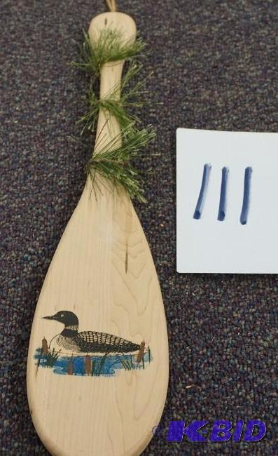 lot 111 image: Decorative Wood Themed Small Canoe Paddle Bra...