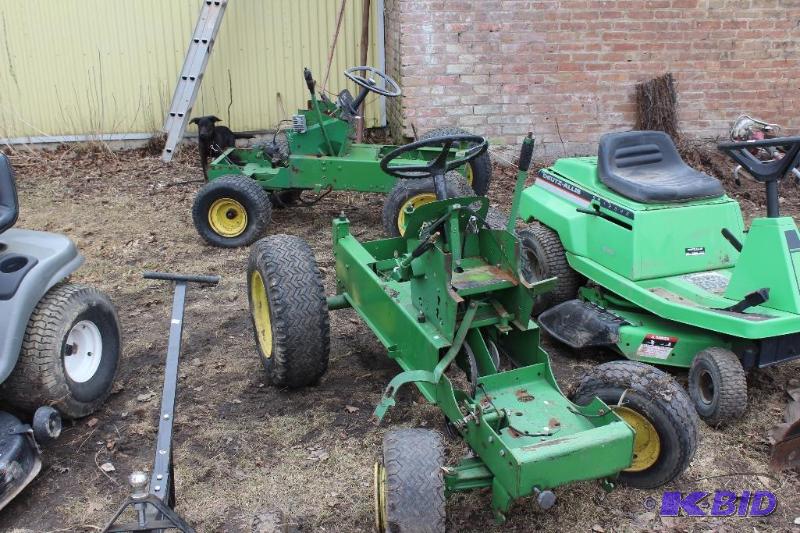 lot 28 image: Pair of Heavy Duty John Deere Mower Frames  Farm Wheels