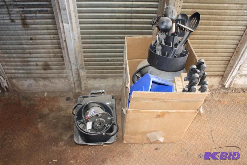 Kitchen Box Lot Including Waring Pro Blender Knife Set wStand Silverware And More.