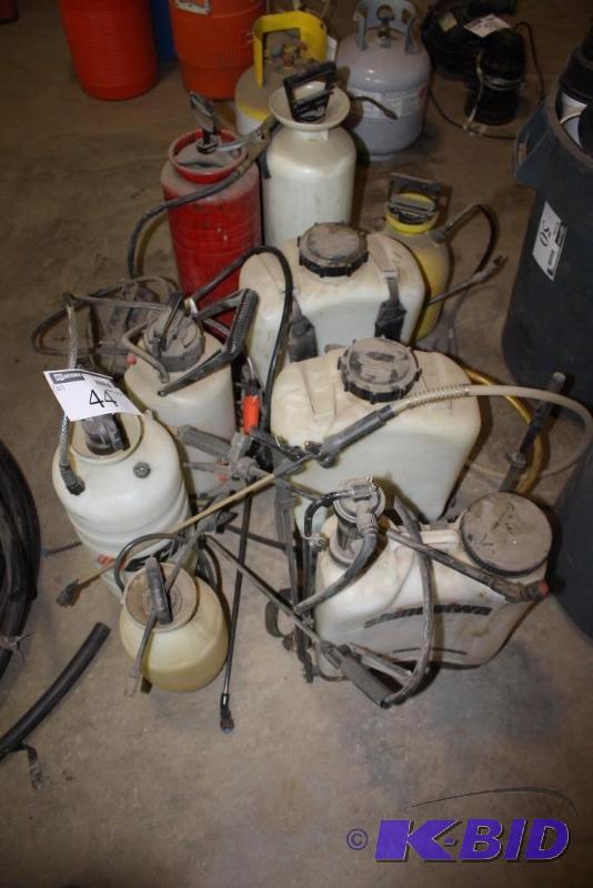 Lot of (10) Miscellaneous Sprayers wTanks & Hoses.