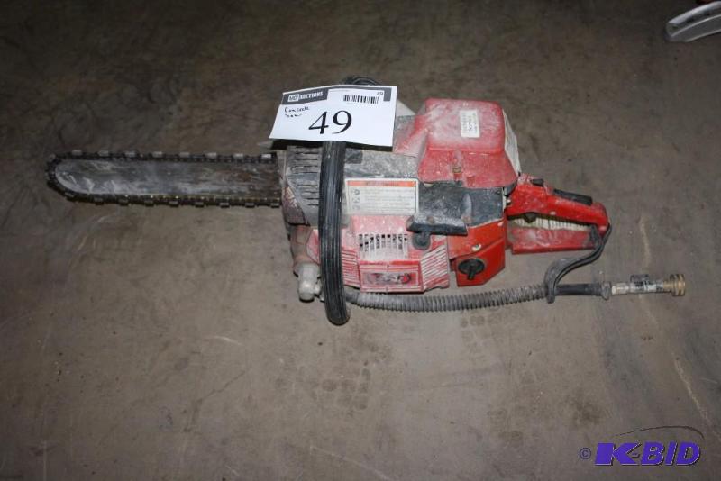 ICS Concrete Saw wHose Attachment Includes Brand New Diamond Chain RedBlack.
