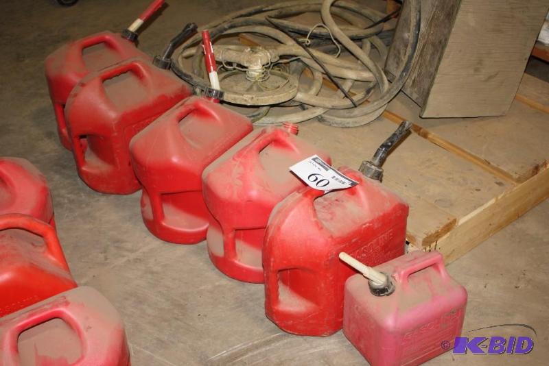 Lot of (6) Gas Cans Red Plastic.