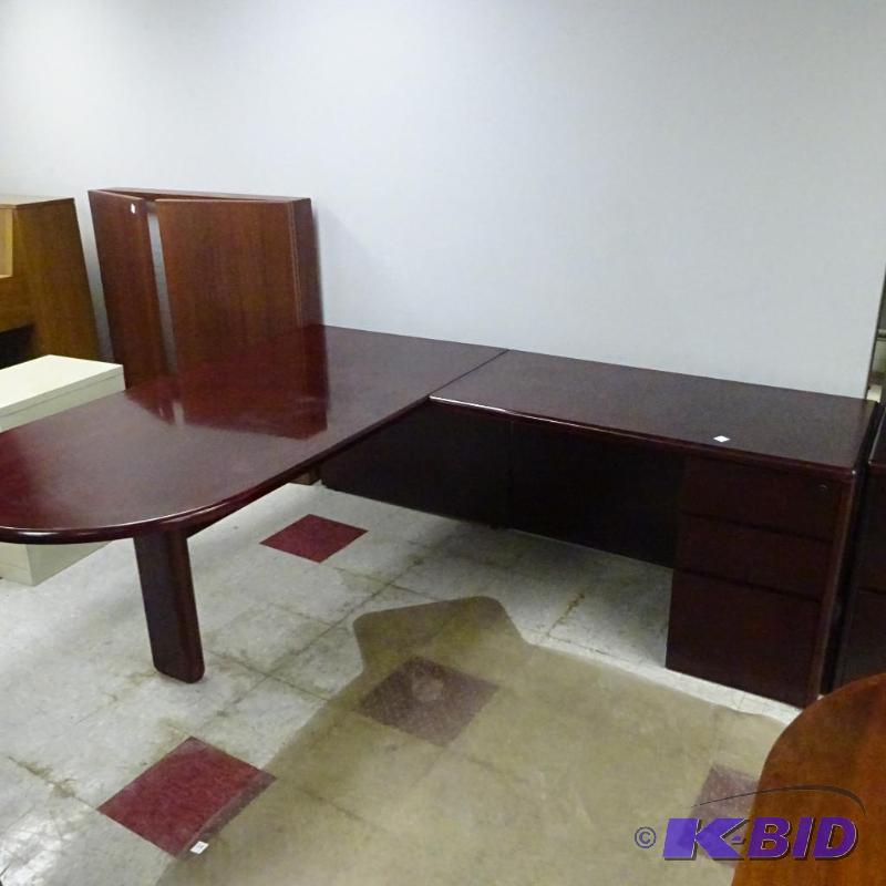 L Shaped Wood Office Desk 3 Drawer 2 Piece 84...