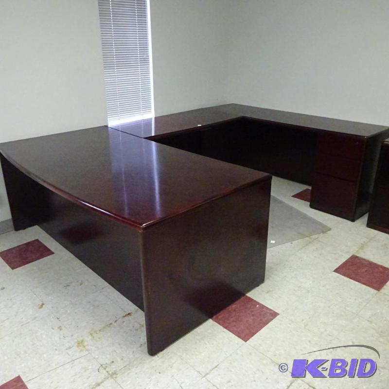 U Shaped Wood office Desk 6 Drawers 3 Piece 7...
