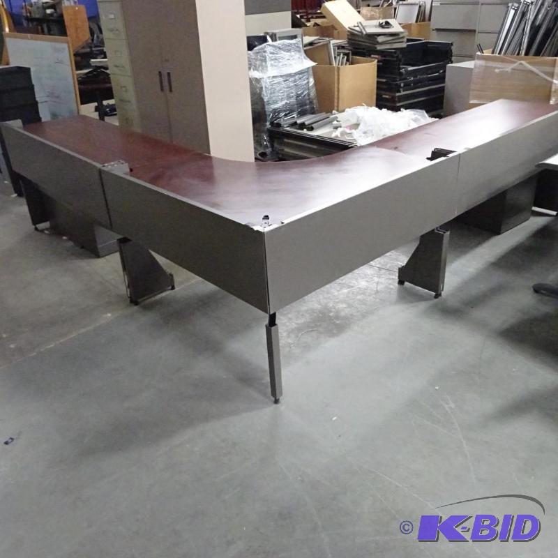 L Shaped Office Desk 5 Piece Metal Frame with...