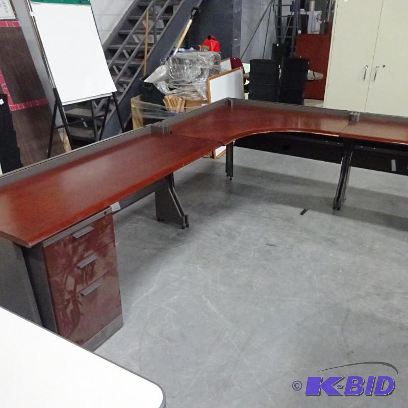L Shaped Office Desk 5 Piece Metal Frame with...