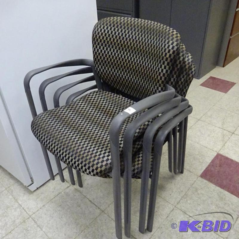 4 Matching Metal Framed Stack Chairs...