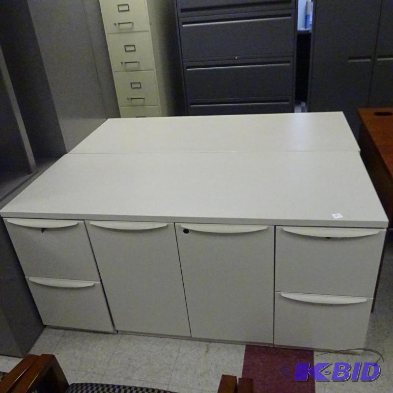 Office Credenza. Metal with Laminate Top 4 Dr...