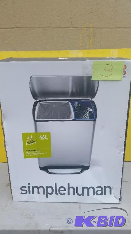 46 L Fingerprint-Proof Brushed Stainless Steel Classic Rectangular Step Trash Can
